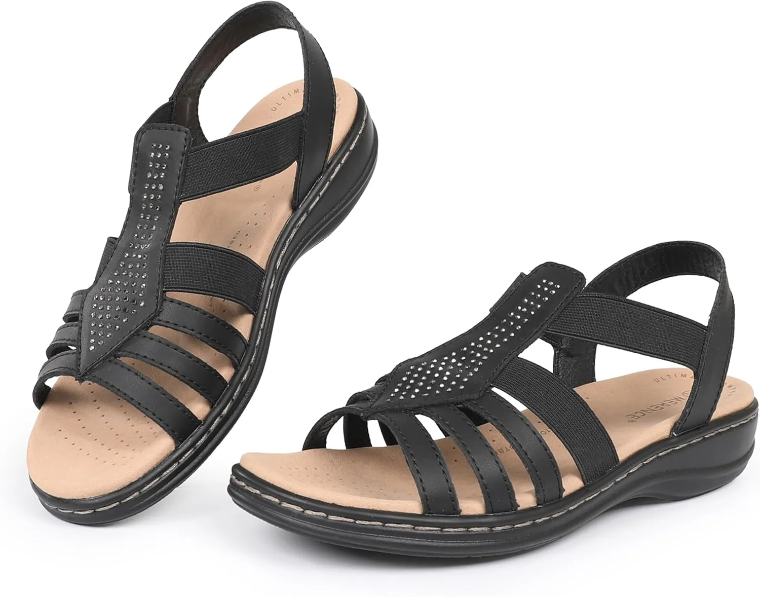 CIOR Leather Women Sandals with Arch Support, Comfortable Memory Foam Summer Beach Sandals Shoes