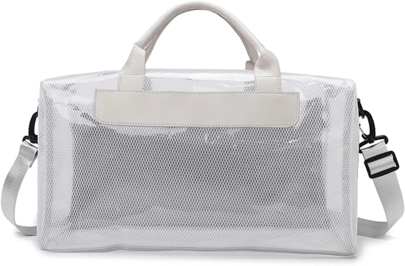 Clear Tote Bag Large Heavy Duty Clear Duffel Bag Clear Gym Bag With Adjustable Strap,With Wet Compartment For Home,Work,Concerts,Beach,Swimming (Off-white)
