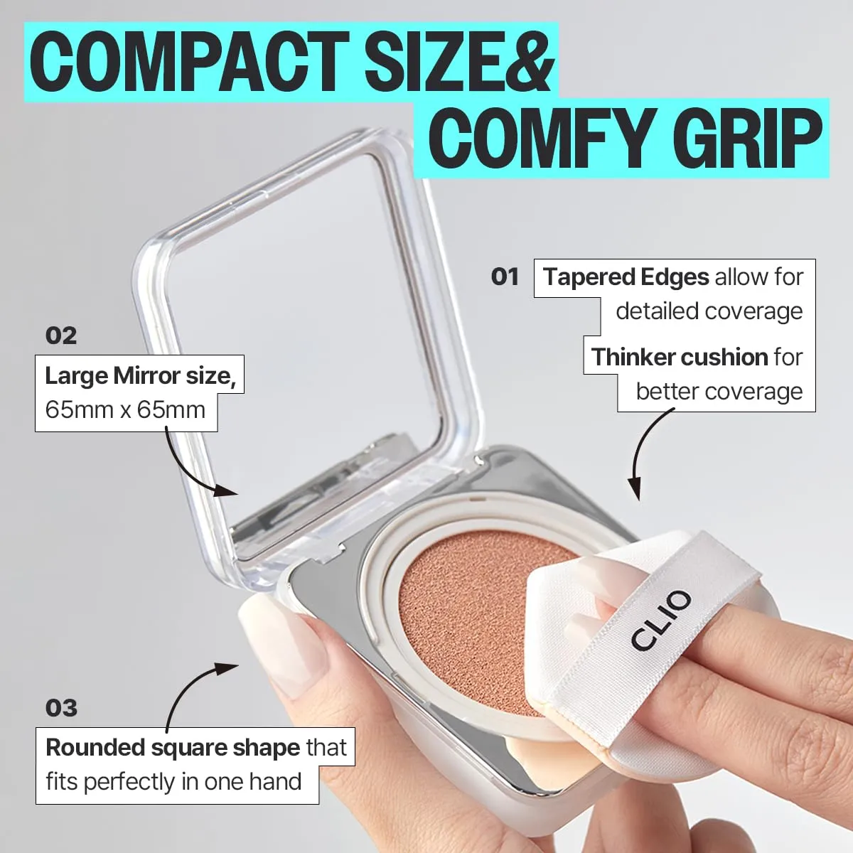 CLIO Kill Cover Founwear Cushion The Original – Korean Makeup, Full High Coverage, Airy Satin Finish, Skin Fit, 24N HONEY