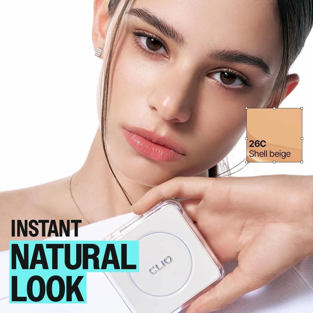 CLIO Kill Cover Founwear Cushion The Original – Korean Makeup, Full High Coverage, Airy Satin Finish, Skin Fit, 26C SHELL BEIGE