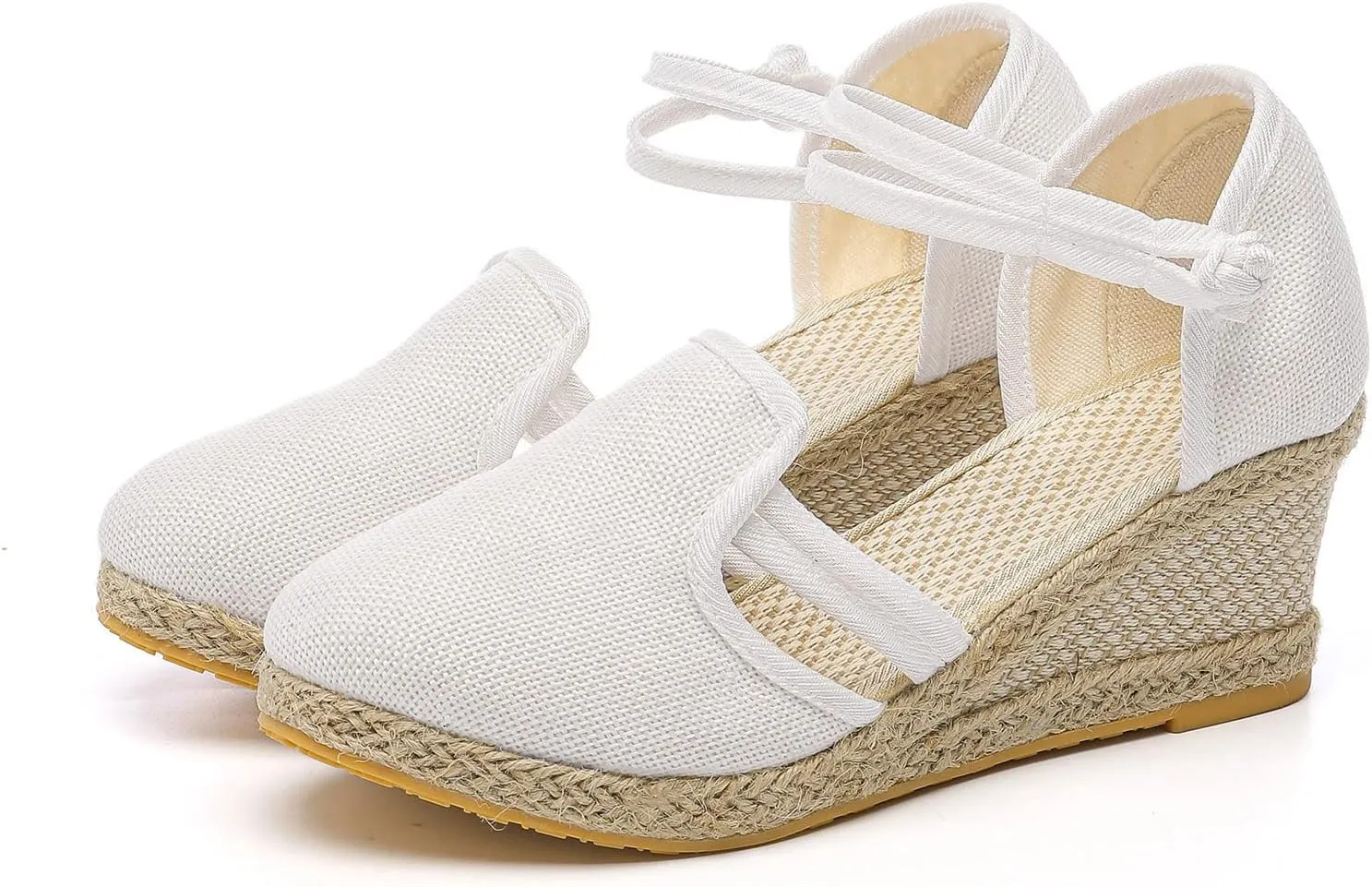 Closed Toe Sandals Women 2025, Women's Ankle Strap Espadrille Wedge Sandals Casual Low Wedge Heel Ankle Strap Espadrille Comfortable Platform Wedge Shoes