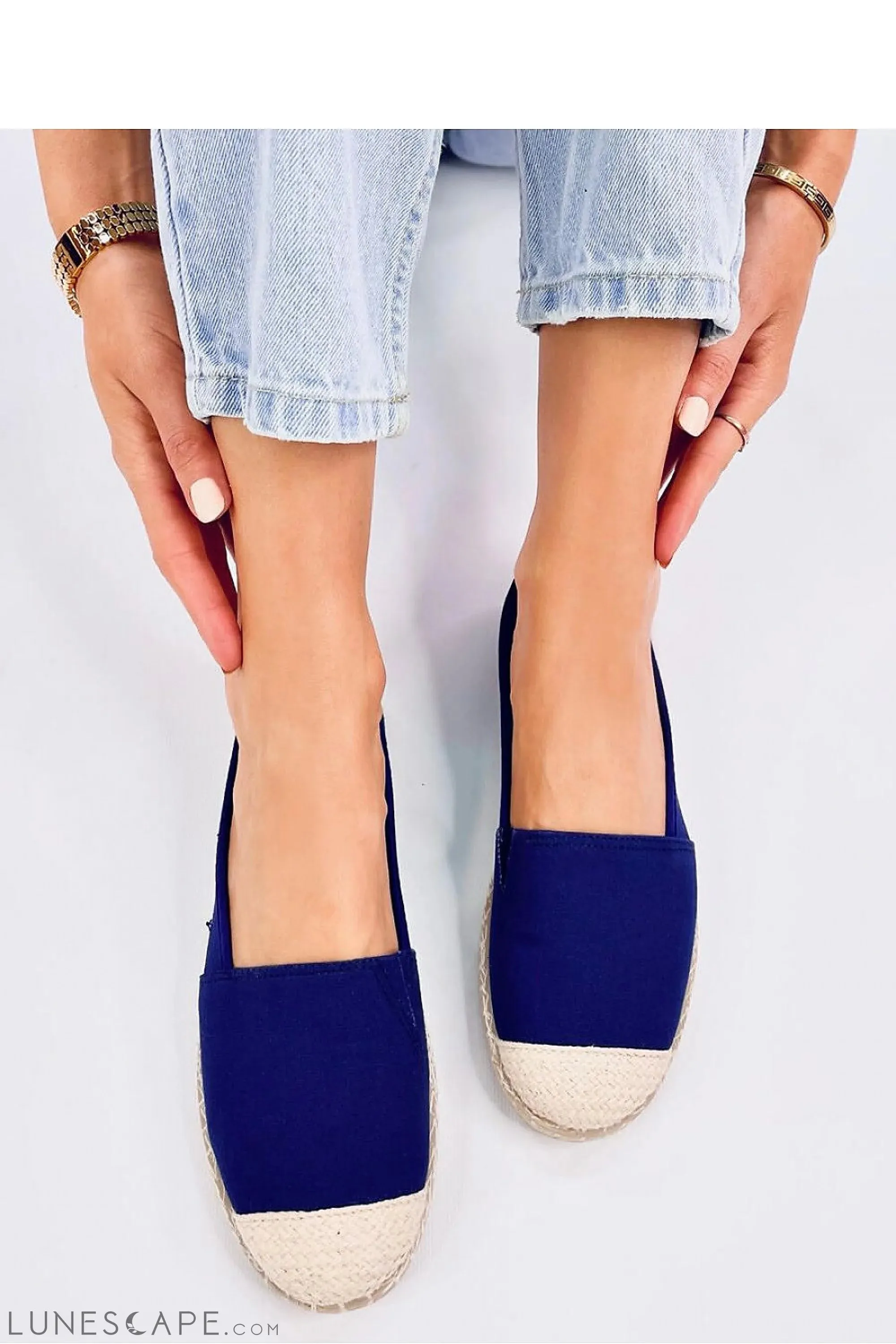 Cobalt Blue Canvas Espadrilles with Ivory Jute Cap Toe