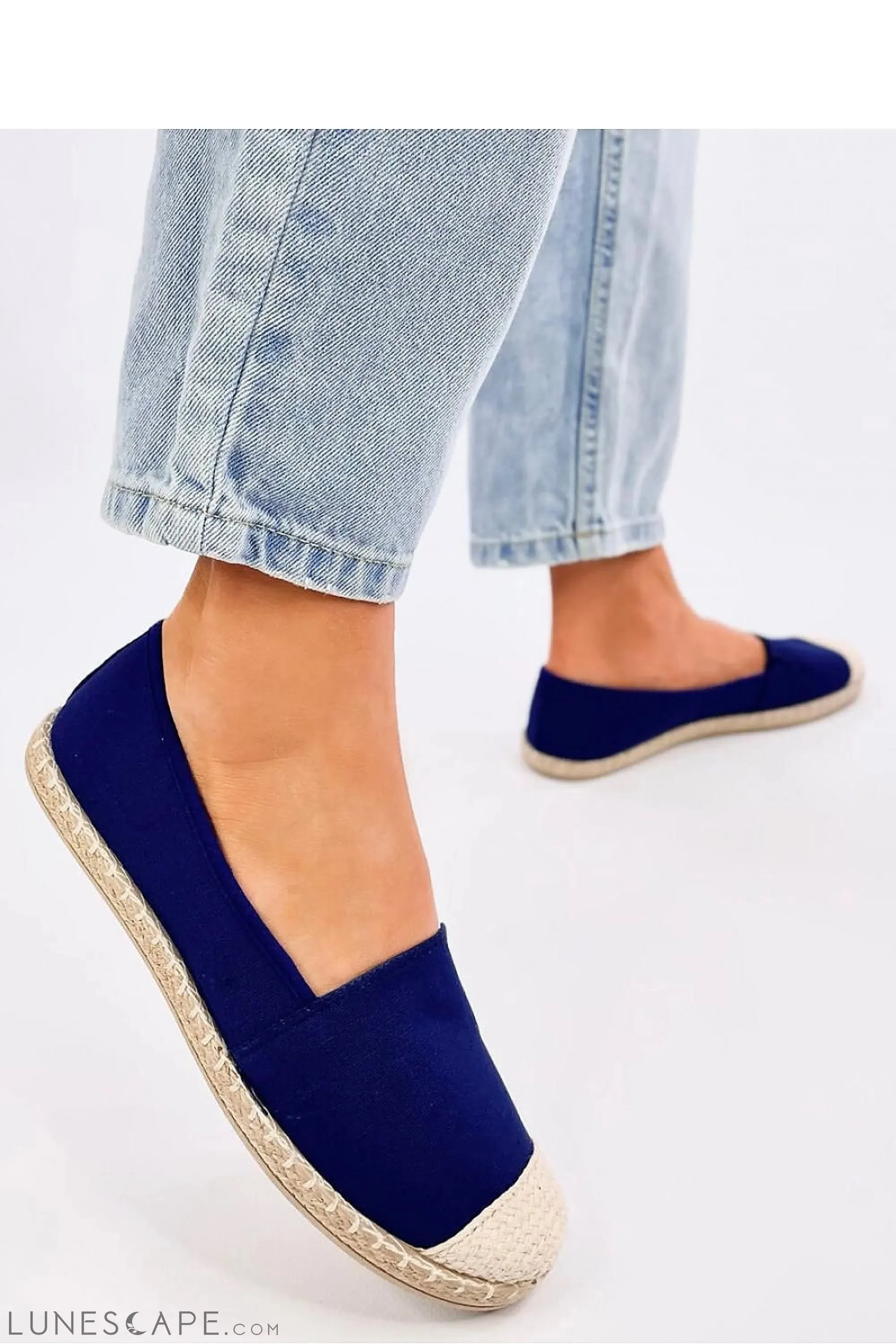 Cobalt Blue Canvas Espadrilles with Ivory Jute Cap Toe