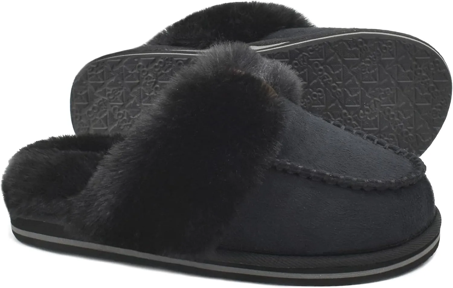 Coface Women's Fluffy Slippers with Cozy Memory Foam, Warm Plush Fur Lined, Arch Support, Indoor/Outdoor