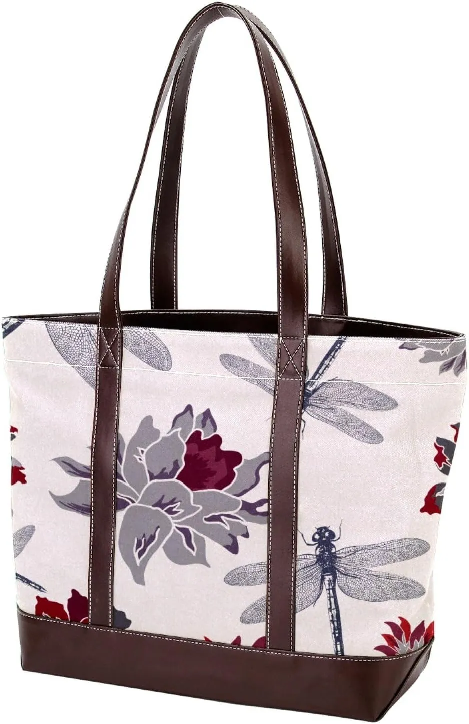 Colorful Dragonfly Shoulder Purses for Women Large Soft Washed Leather Purses and Durable Handbags
