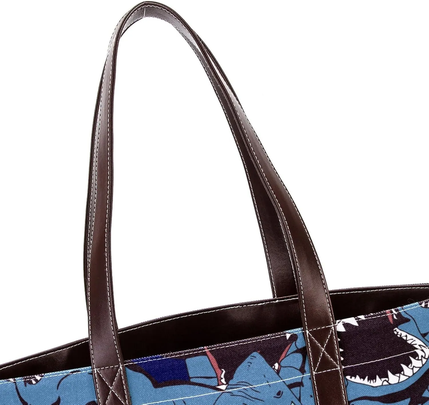 Colorful Ocean Shark Shoulder Purses for Women Large Soft Washed Leather Purses and Durable Handbags