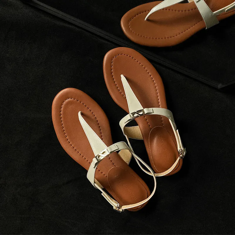 COMFORTABLE CASUAL T-STRAP FLAT SANDALS FOR WOMEN