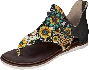 Comfortable Sandals for Women Slip on Comfortable Women's Slippers Retro Large Size Bohemia Summer Beach Shoes