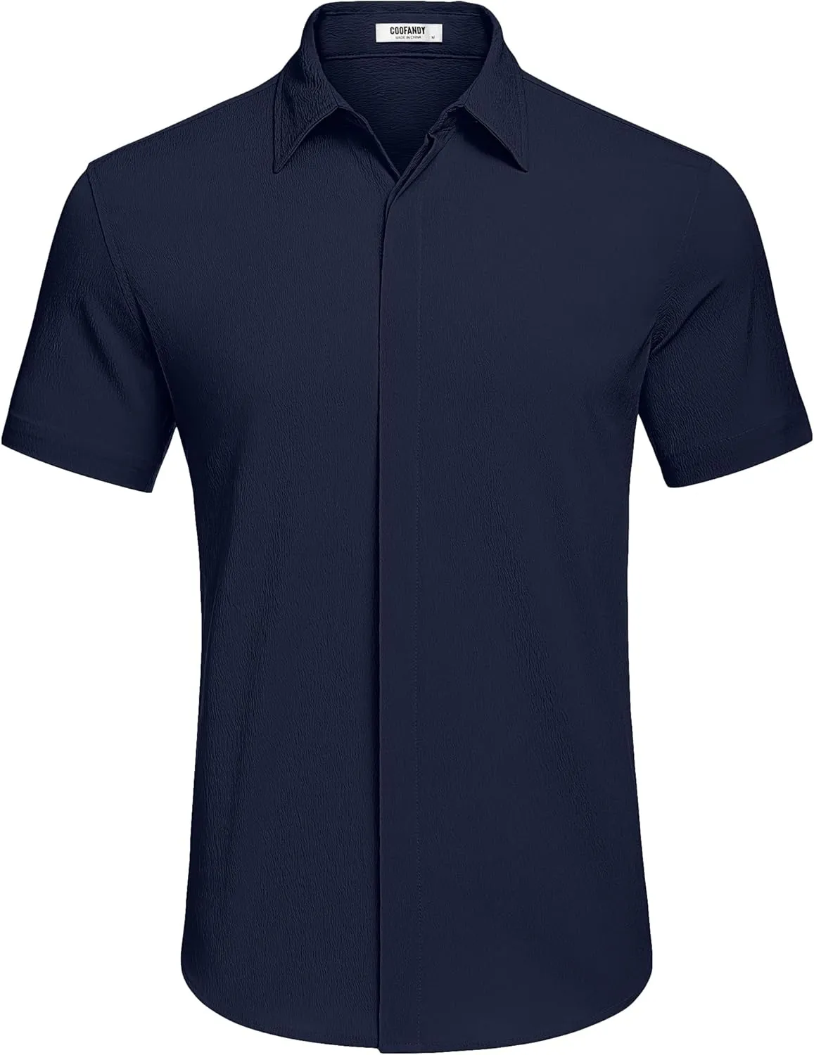 COOFANDY Men's Casual Short Sleeve Button Down Summer Beach Shirt Lightweight Textured Wrinkle Free Stretch Shirts