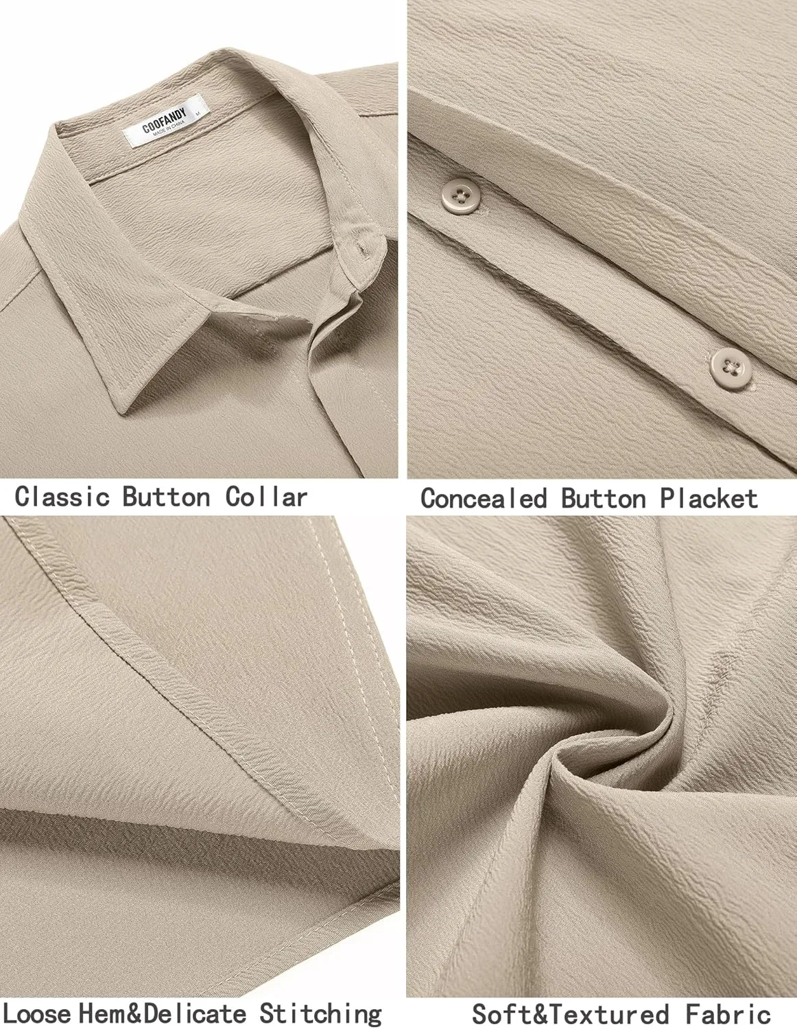 COOFANDY Men's Casual Short Sleeve Button Down Summer Beach Shirt Lightweight Textured Wrinkle Free Stretch Shirts