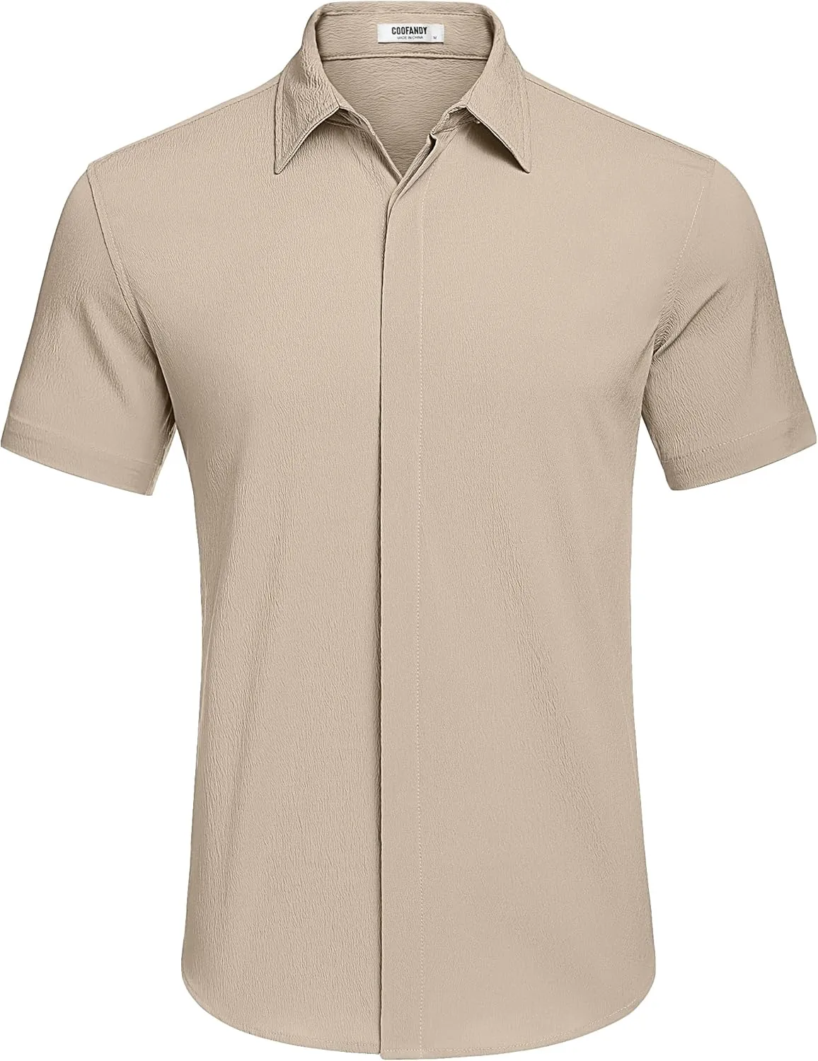 COOFANDY Men's Casual Short Sleeve Button Down Summer Beach Shirt Lightweight Textured Wrinkle Free Stretch Shirts