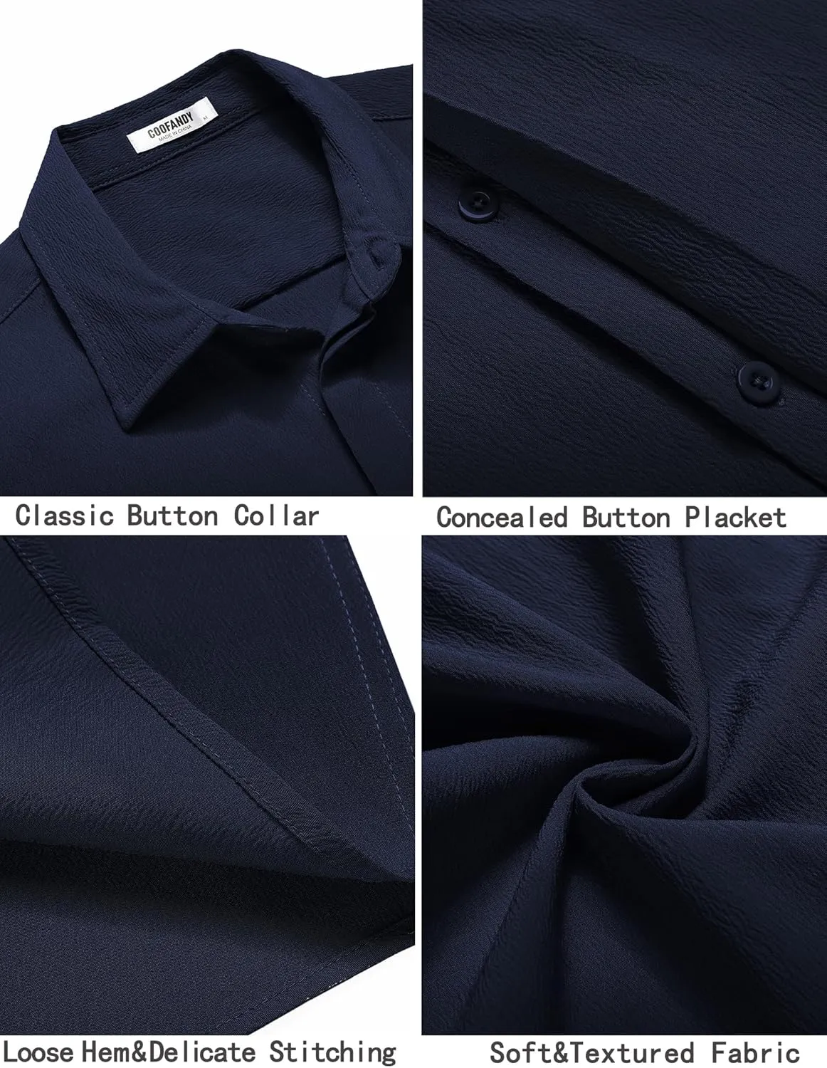 COOFANDY Men's Casual Short Sleeve Button Down Summer Beach Shirt Lightweight Textured Wrinkle Free Stretch Shirts