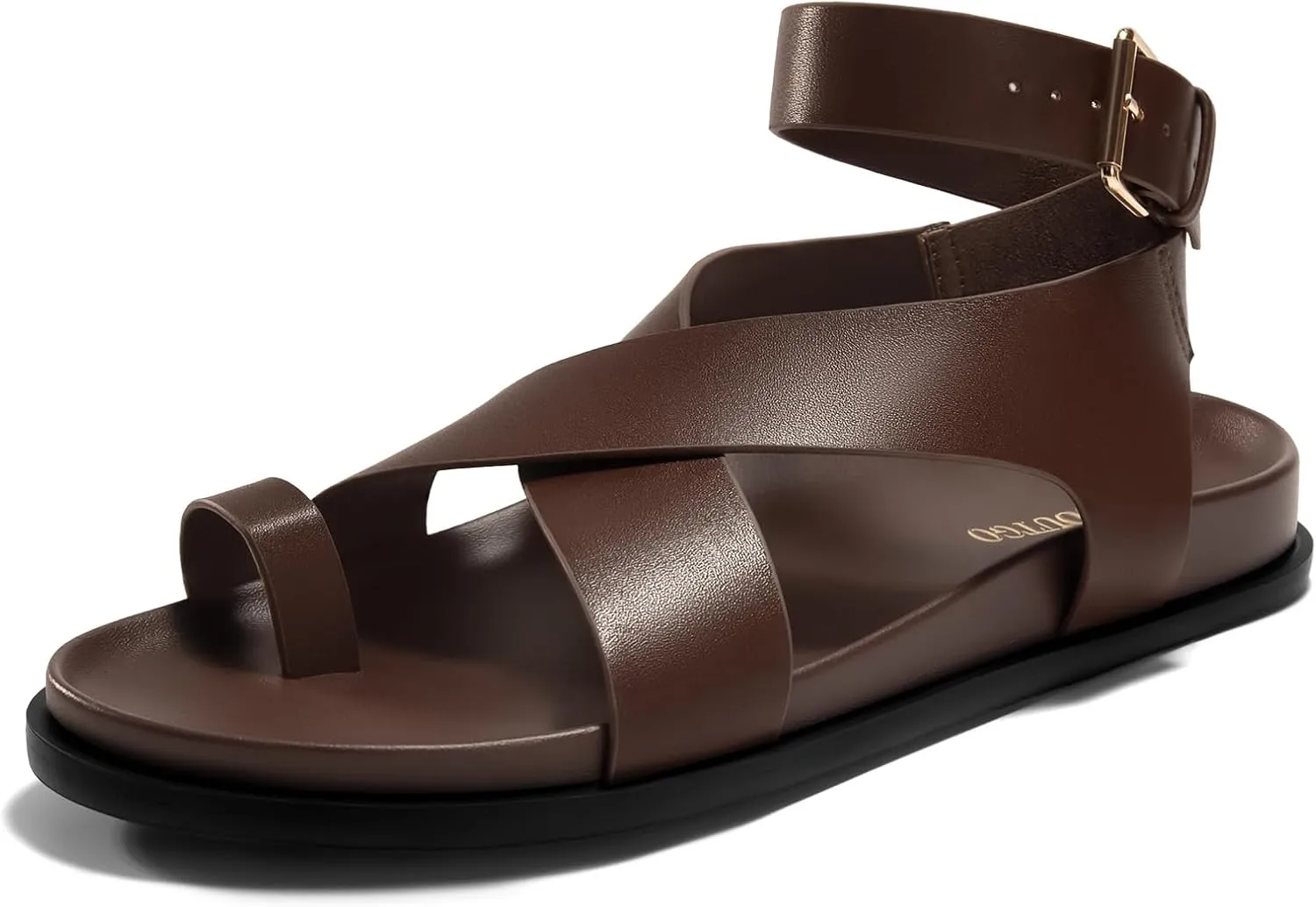Coutgo Womens Flat Thong Sandals Beach Criss Cross Ankle Buckle Strap Comfortable Footbed Summer Sandal