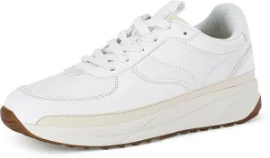 Coutgo Womens Lace Up Platform Sneakers Trendy Athletic Tennis Faux Leather Suede Neutral Comfortable Walking Shoes