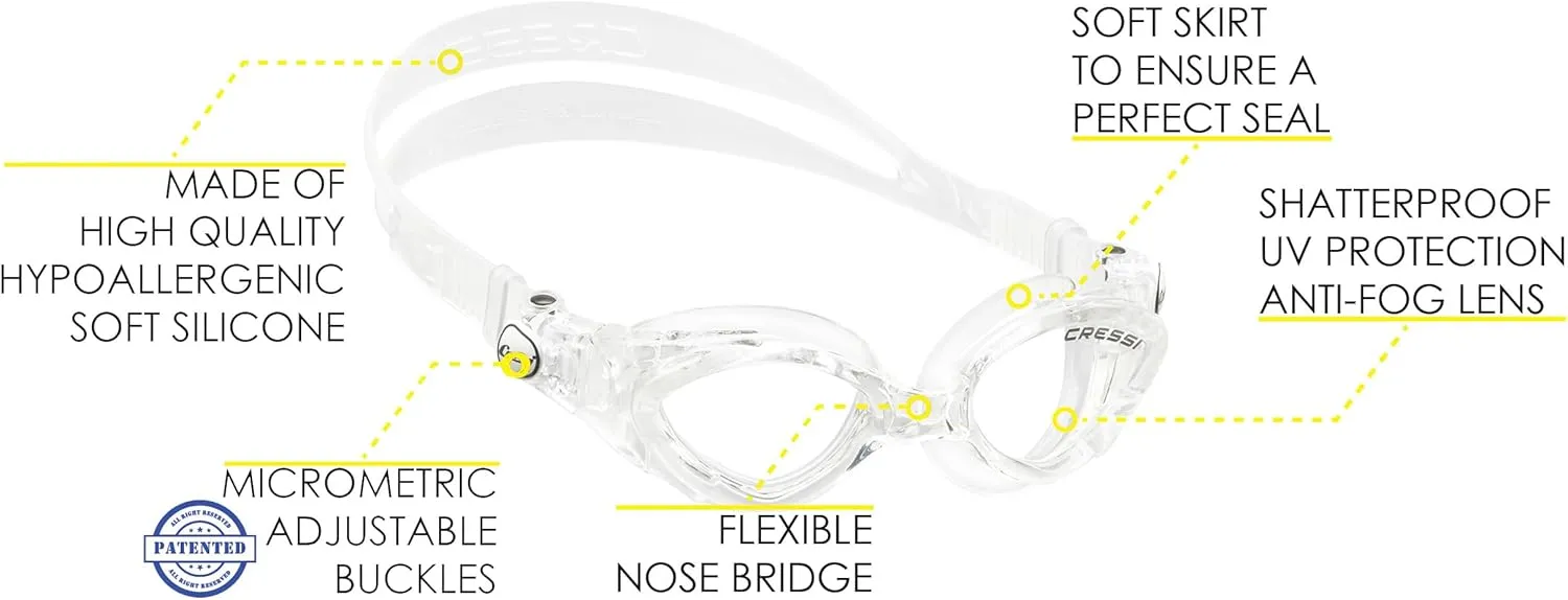 Cressi Young Swim Goggles for Kids Aged 7 to 15- Made of Soft Silicone | King Crab: made in Italy