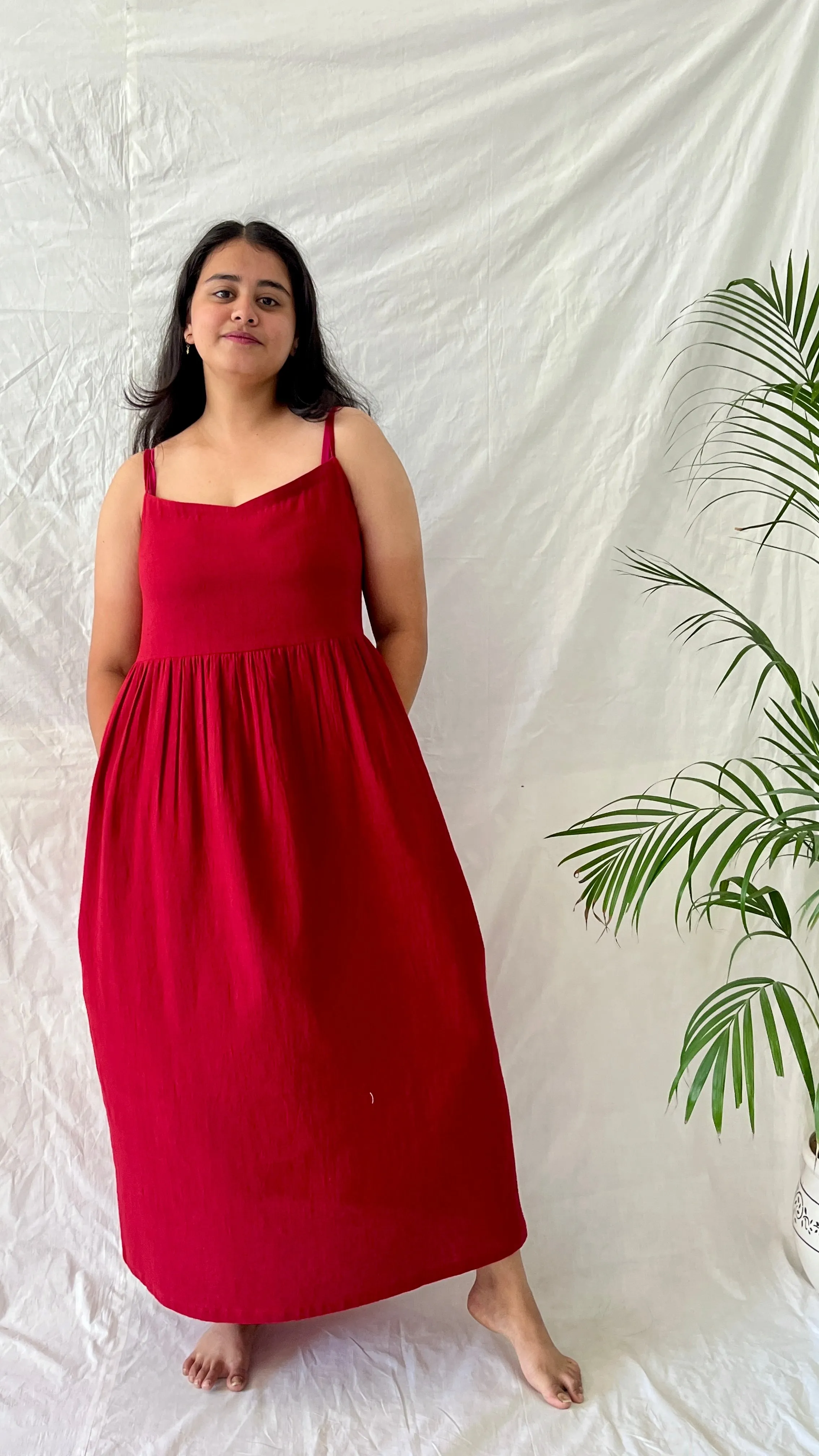 Crimson Breeze Slip Dress