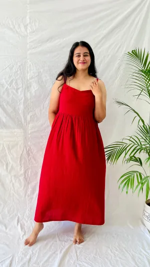 Crimson Breeze Slip Dress