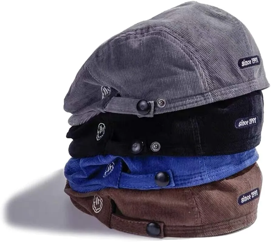 Croogo Men's Newsboy Flat Cap Corduroy Ivy Cap Casual Winter Duckbill Hat Irish Catsby Golf Beret Hat