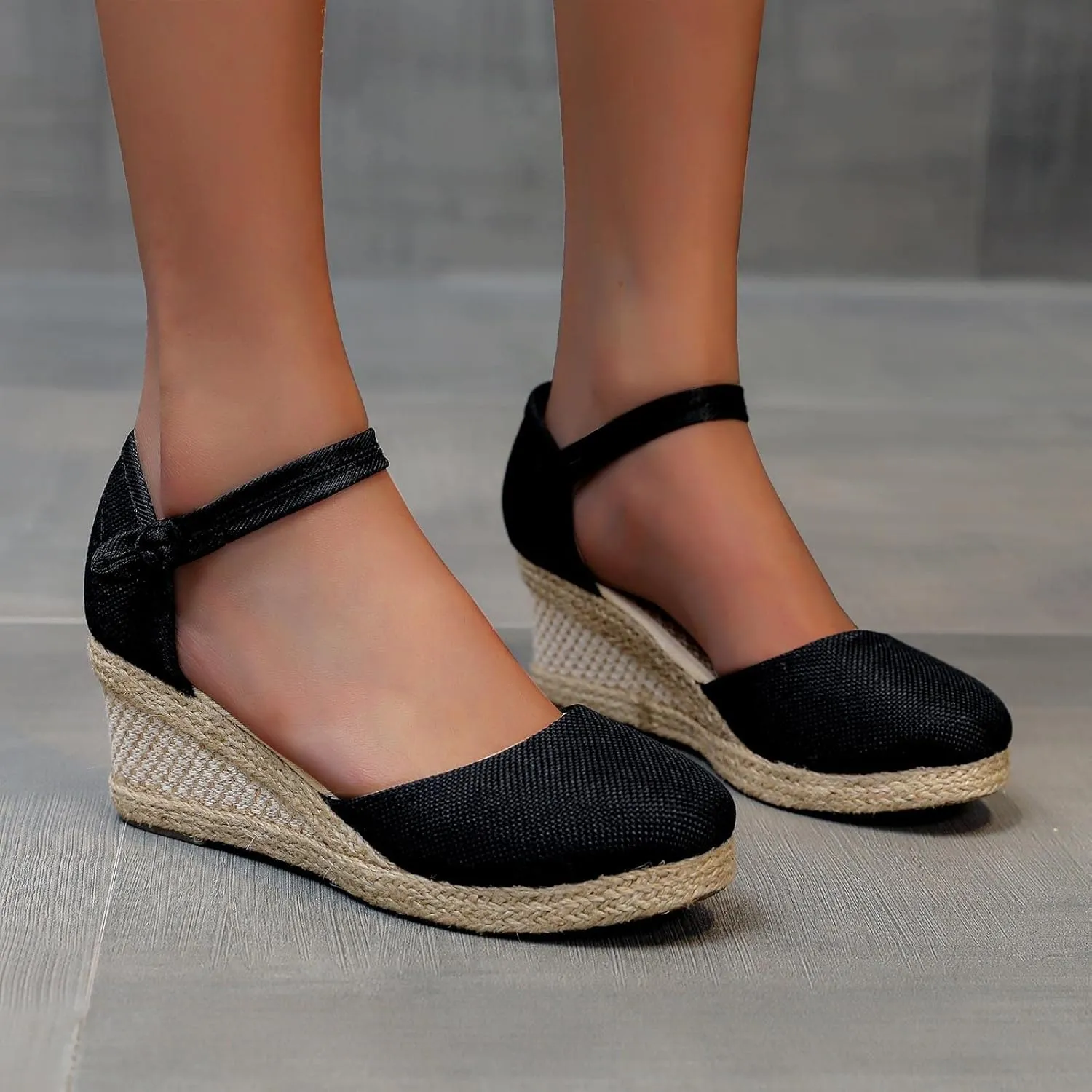 CsgrFagr Women Sandals Wedge Low Heel Roman Wedge Ladies Fashion Elastic Strap Carved Breathable Shoes Thick Soled Wedges Casual Sandals Womens Fancy Sandals Size 8 (Black, 6)