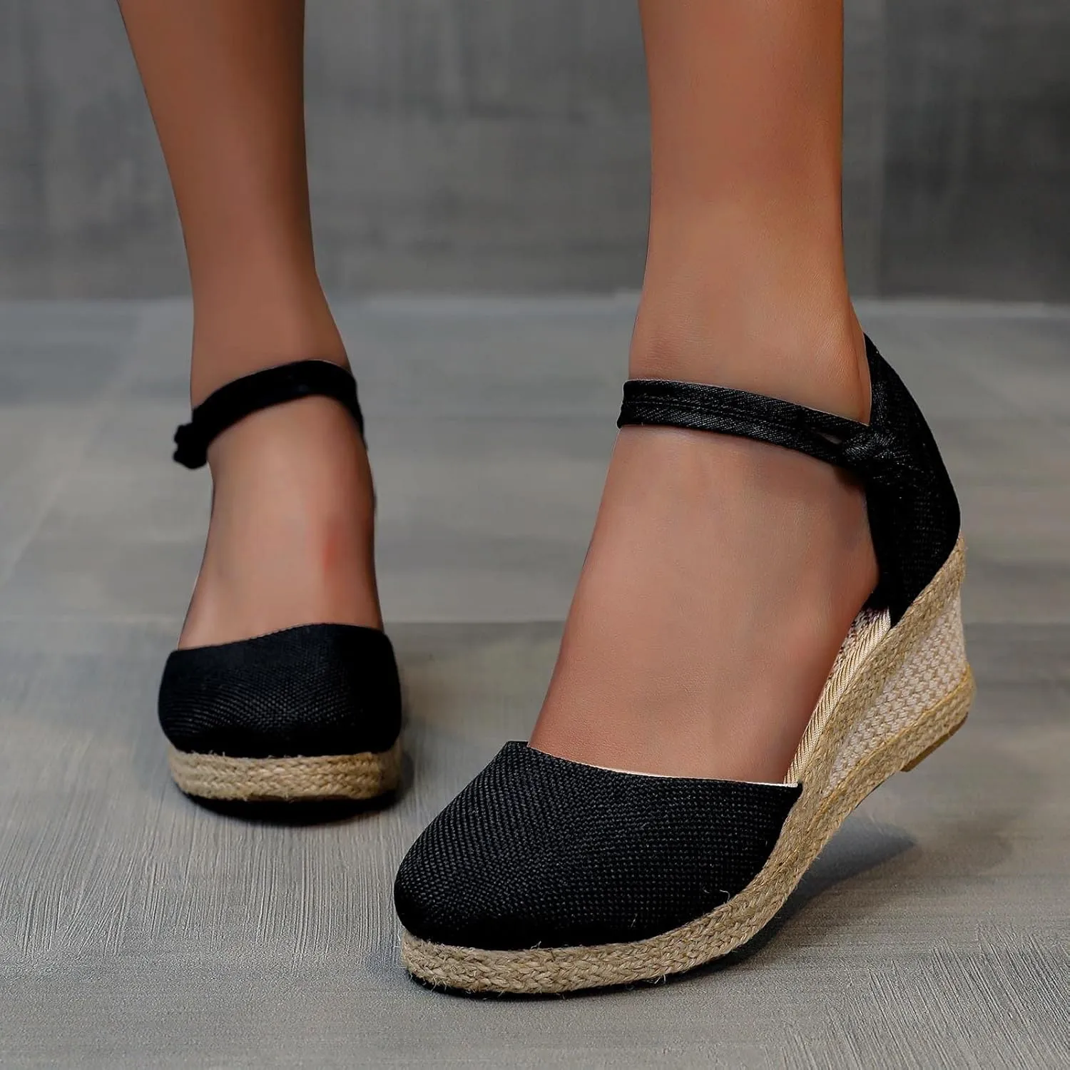 CsgrFagr Women Sandals Wedge Low Heel Roman Wedge Ladies Fashion Elastic Strap Carved Breathable Shoes Thick Soled Wedges Casual Sandals Womens Fancy Sandals Size 8 (Black, 6)