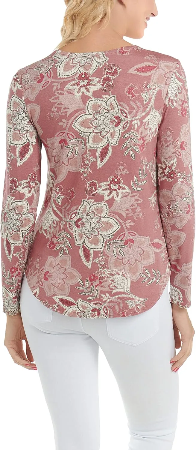 Cupio Favorite Basic - Juliana Crepe Long Sleeve Knit Top, Shirttail Hem