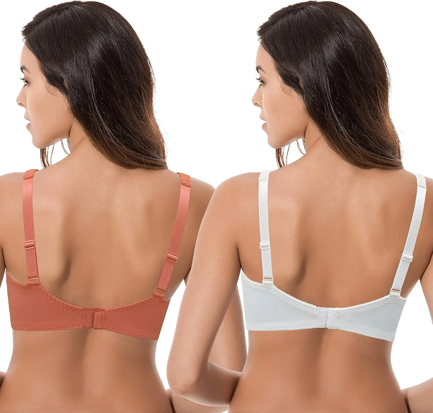 Curve Muse Women's Plus Size Minimizer Underwire Bra with Lace Embroidery-2or3PK