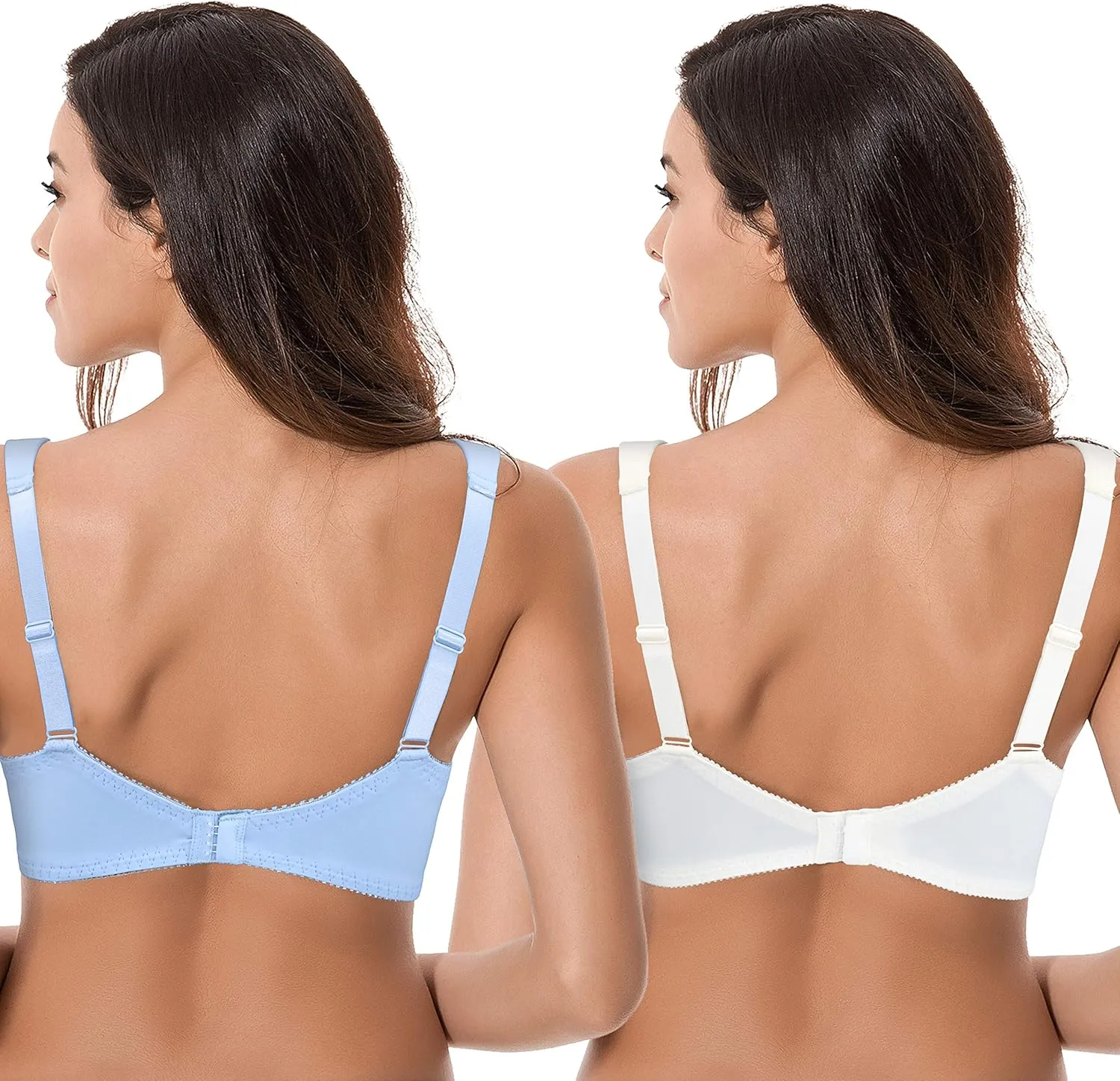 Curve Muse Women's Plus Size Minimizer Wireless Unlined Bra with Embroidery Lace