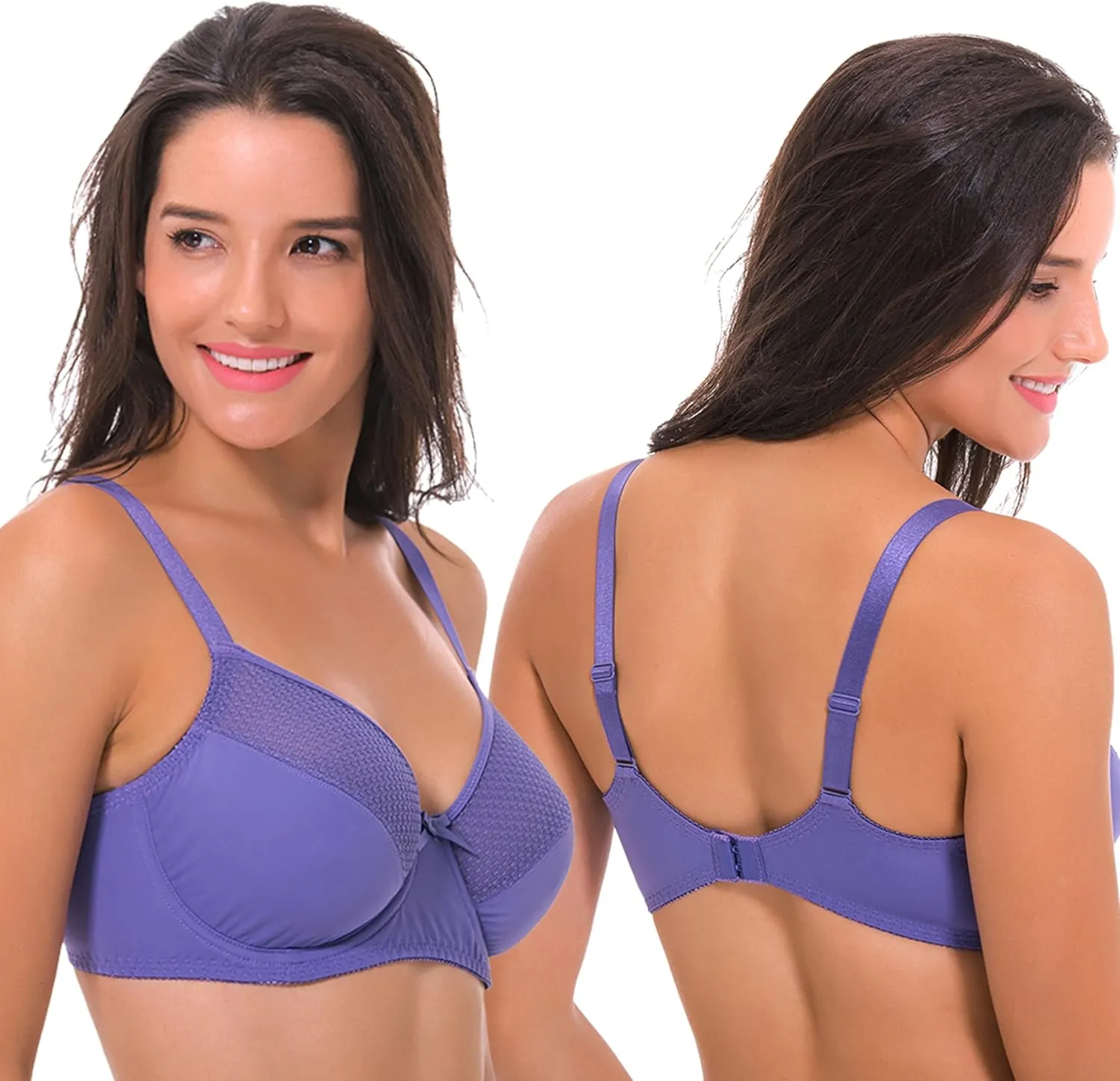 Curve Muse Women's Plus Size Unlined Minimizer Underwire Full Figure Bra-3Pack