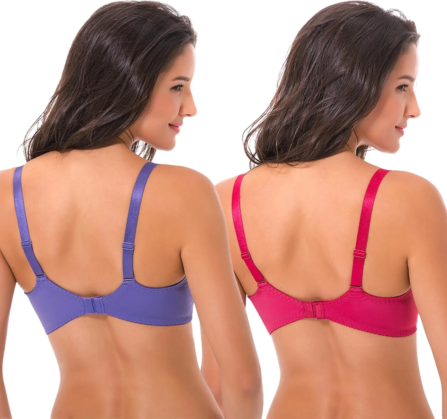 Curve Muse Women's Plus Size Unlined Minimizer Underwire Full Figure Bra-3Pack