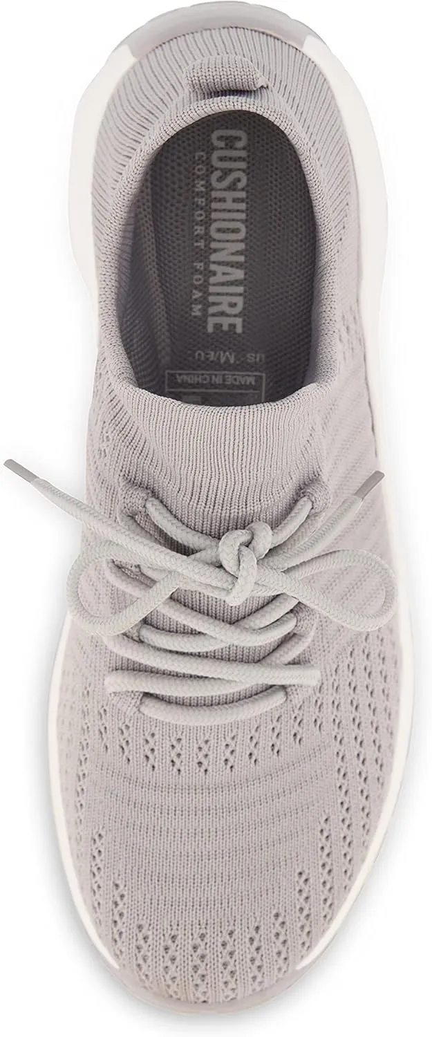 CUSHIONAIRE Women's Blaze Stretch Knit Slip on lace Sneaker  Memory Foam & LiteSole Technology