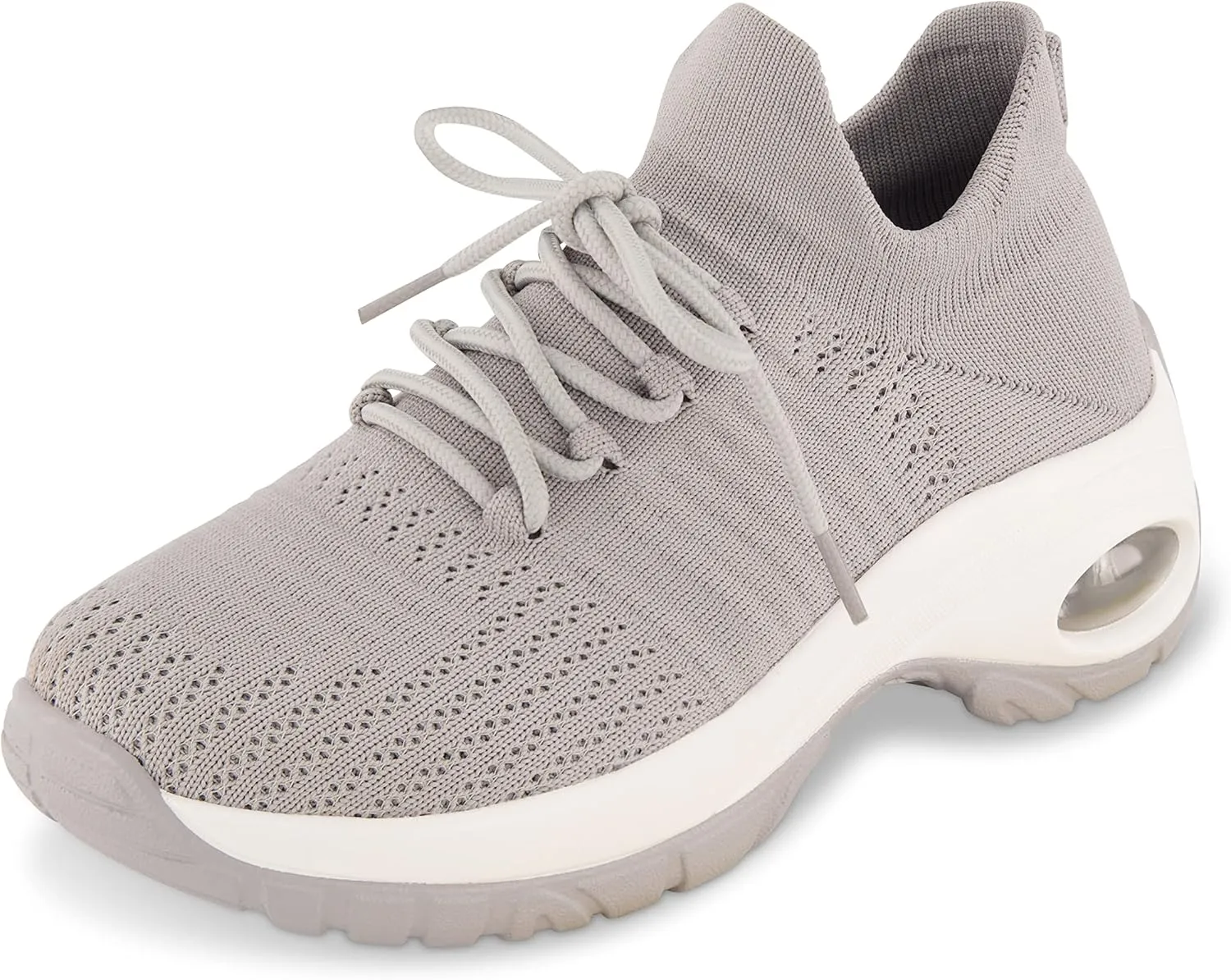 CUSHIONAIRE Women's Blaze Stretch Knit Slip on lace Sneaker  Memory Foam & LiteSole Technology