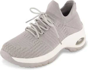 CUSHIONAIRE Women's Blaze Stretch Knit Slip on lace Sneaker  Memory Foam & LiteSole Technology