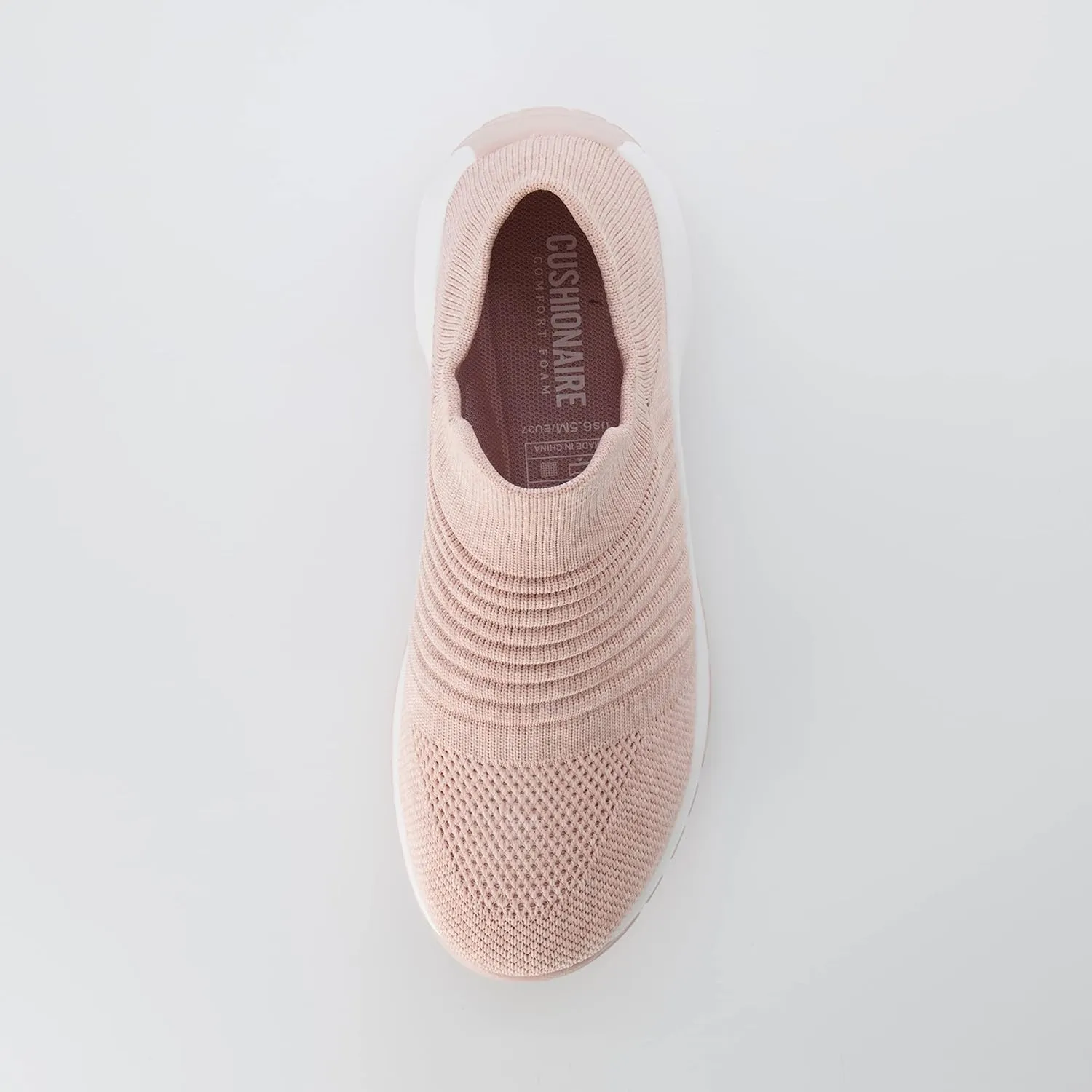 CUSHIONAIRE Women's Breeze Stretch Knit Slip on Sneaker  Memory Foam & LiteSole Technology