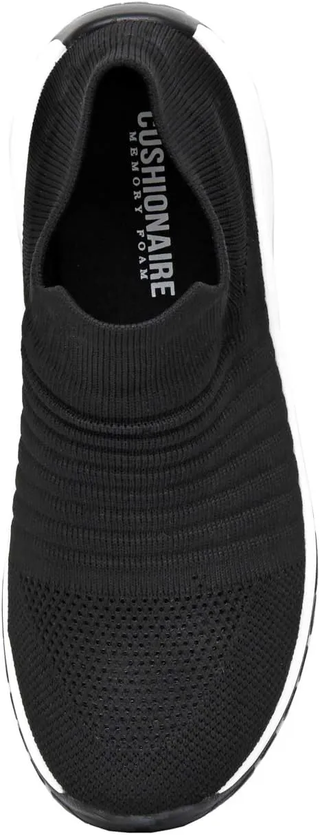 CUSHIONAIRE Women's Breeze Stretch Knit Slip on Sneaker  Memory Foam & LiteSole Technology