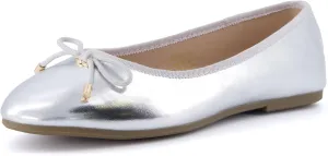 CUSHIONAIRE Women's Dove Bling Bow Flat with  Memory Foam, Wide Widths Available