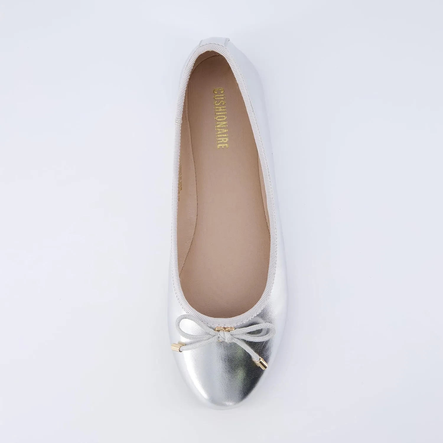 CUSHIONAIRE Women's Dove Bling Bow Flat with  Memory Foam, Wide Widths Available