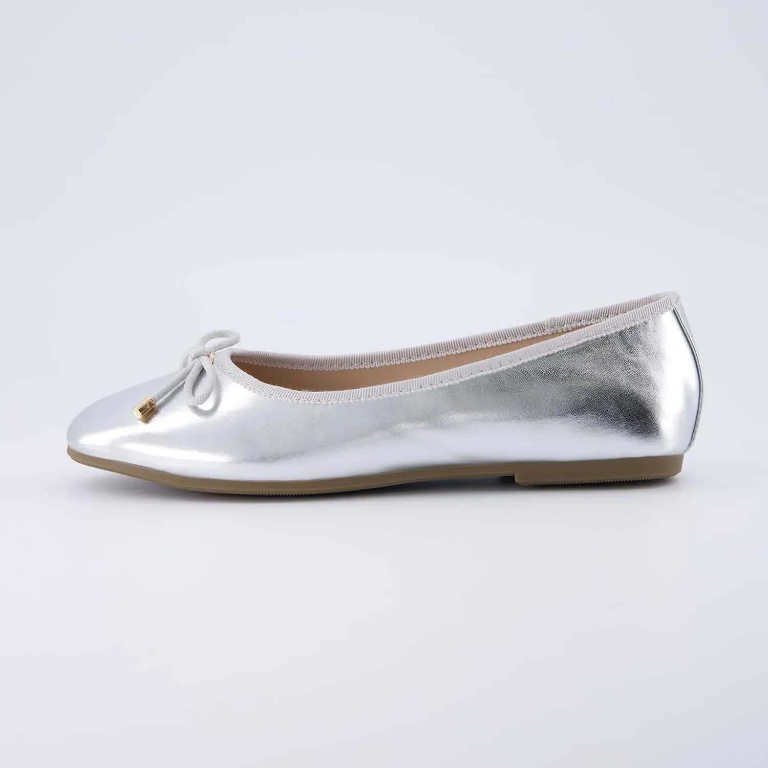 CUSHIONAIRE Women's Dove Bling Bow Flat with  Memory Foam, Wide Widths Available