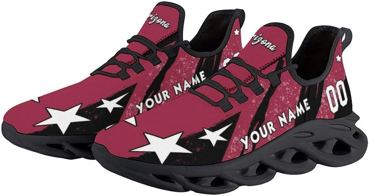 Custom Men's Sneakers Football Name & Number Breathable Fan Gift for Men Women Athletic Gym Slip-on Shoes Personalized Black White