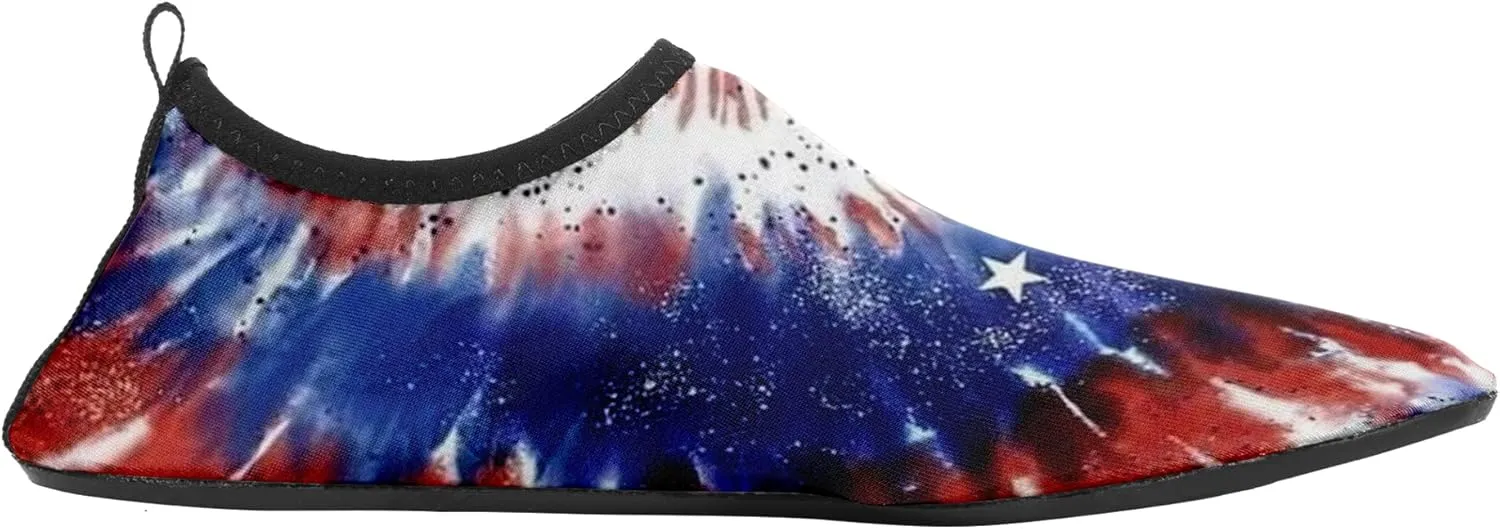 Customizable USA Flag Quick-Dry Water Shoes Stretch Fabric Slip-On Barefoot Beach Shoes Aqua Yoga Socks for Swim Surf