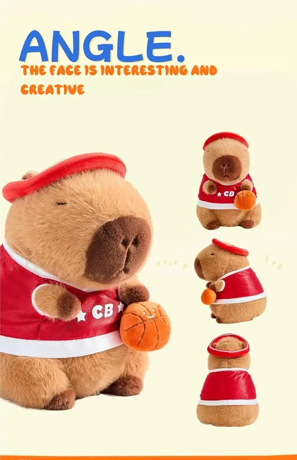 Cute Capybara Plush Toy Overhead Basketball Soft Plush Toy Cute Kids Gift Brown 9 Inches