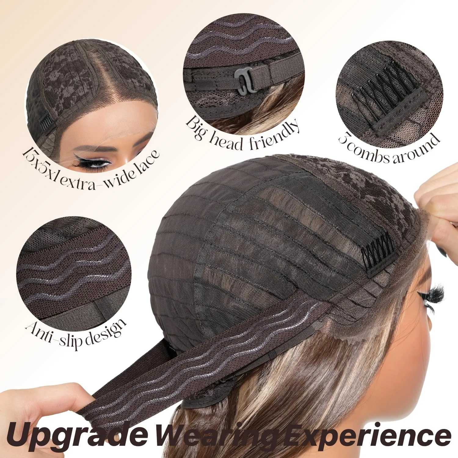 Dark Brown Synthetic Lace Front Wigs Body Wave Glueless Wigs With Bangs Pre Plucked Pre Cut HD Lace 13x5x1 Middle Part Wigs For Woman 26 Inch