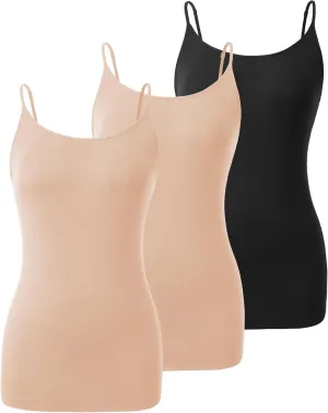 DAVID ARCHY Cotton Camisoles for Women, Airy Soft Comfortable Adjustable Spaghetti Strap 3 Pack