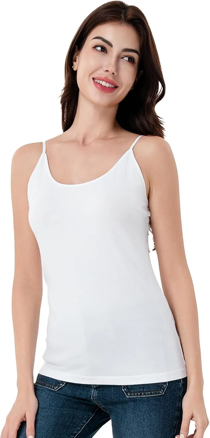 DAVID ARCHY Cotton Camisoles for Women, Airy Soft Comfortable Adjustable Spaghetti Strap 3 Pack