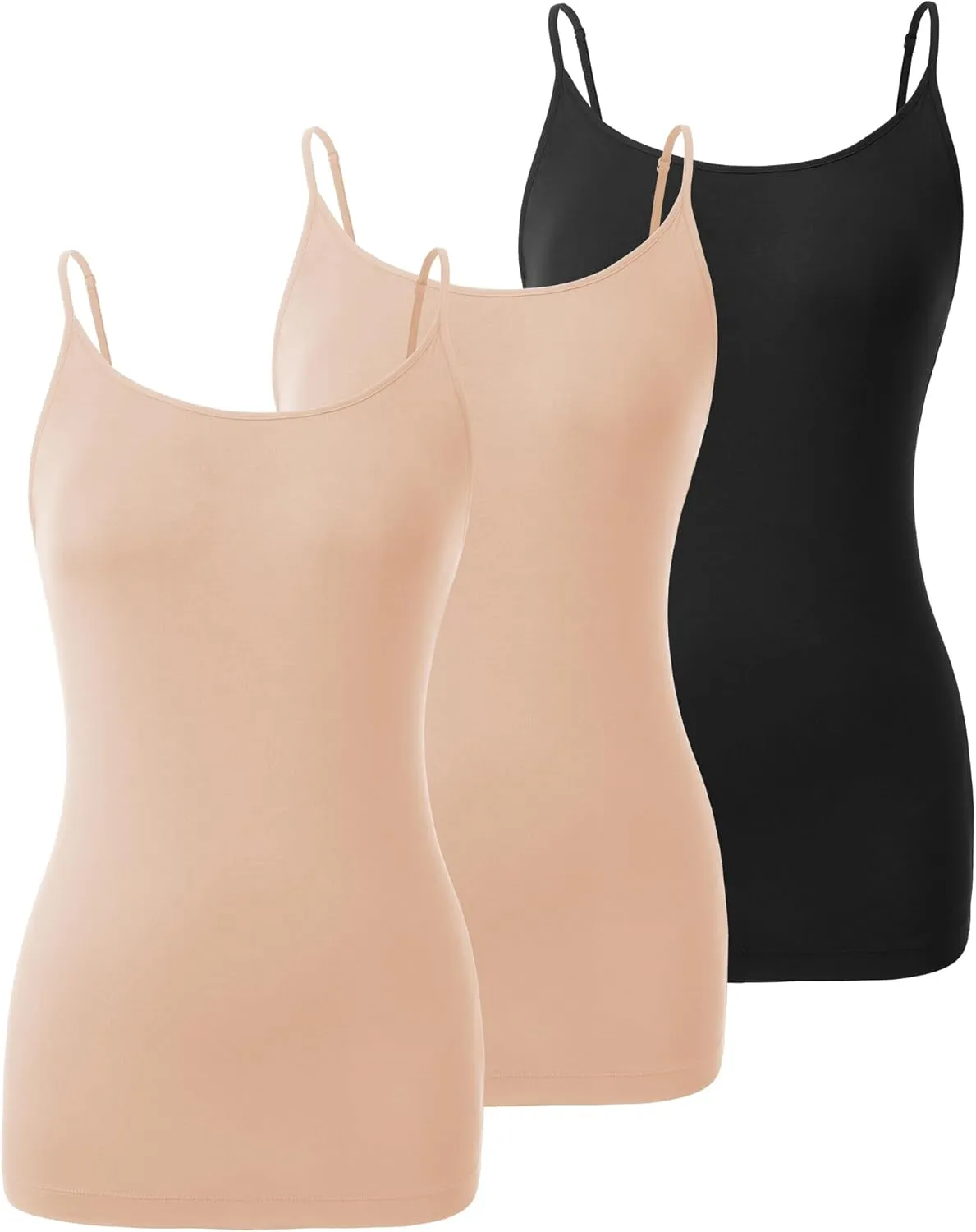 DAVID ARCHY Cotton Camisoles for Women, Airy Soft Comfortable Adjustable Spaghetti Strap 3 Pack