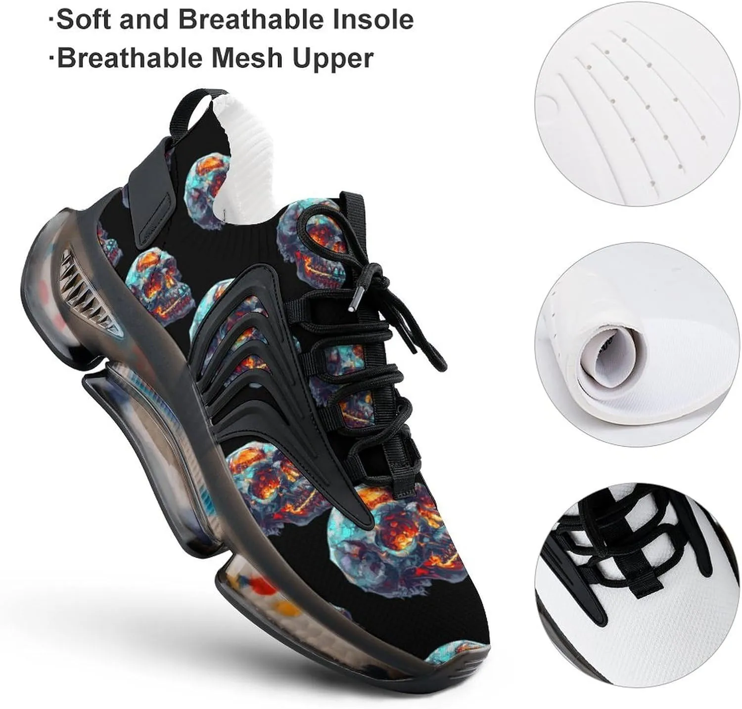 Dead Skull Men's Tennis Shoes Fashion Athletic Sneakers for Sport Walking Running Workout
