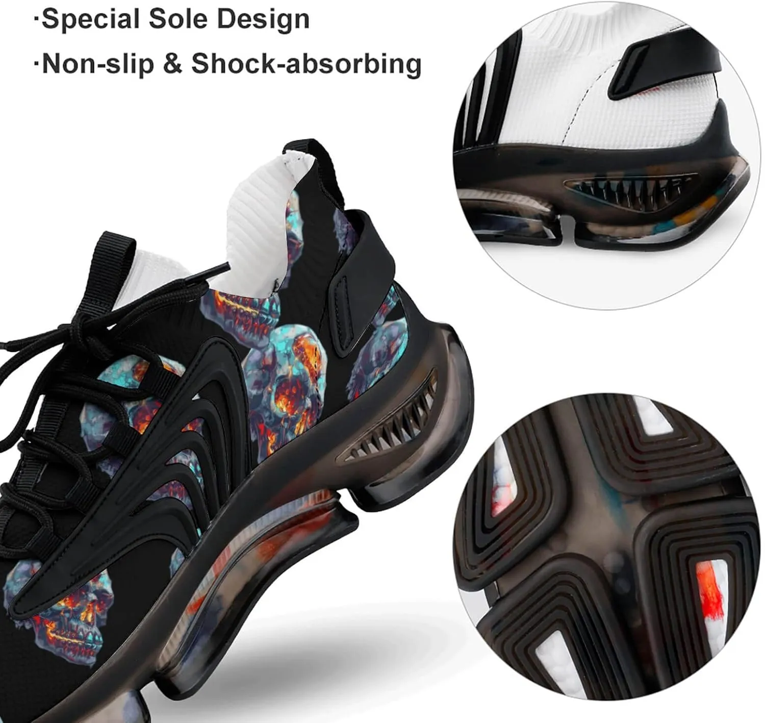 Dead Skull Men's Tennis Shoes Fashion Athletic Sneakers for Sport Walking Running Workout