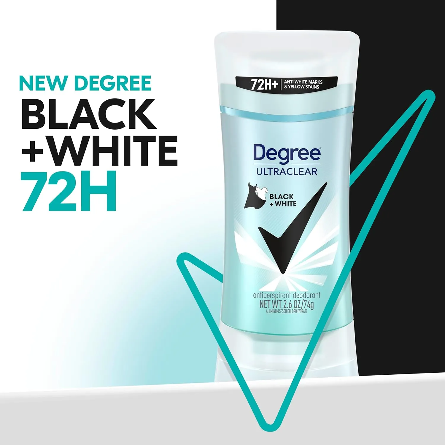 Degree Women's Black White 4 Count Antiperspirant Balm 2.6 oz - Protects from Deodorant Stains, Fresh Scent, 48H Non-Stop Protection