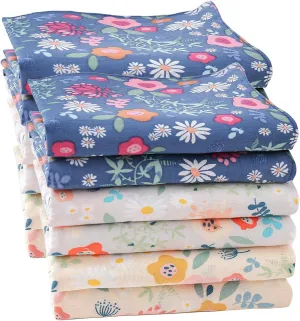 DoreenBeads Handkerchiefs for Women, 6/12Pcs Soft Cotton Printed Women's Handkerchiefs Ladies' Floral Printing Hankies 13.4”