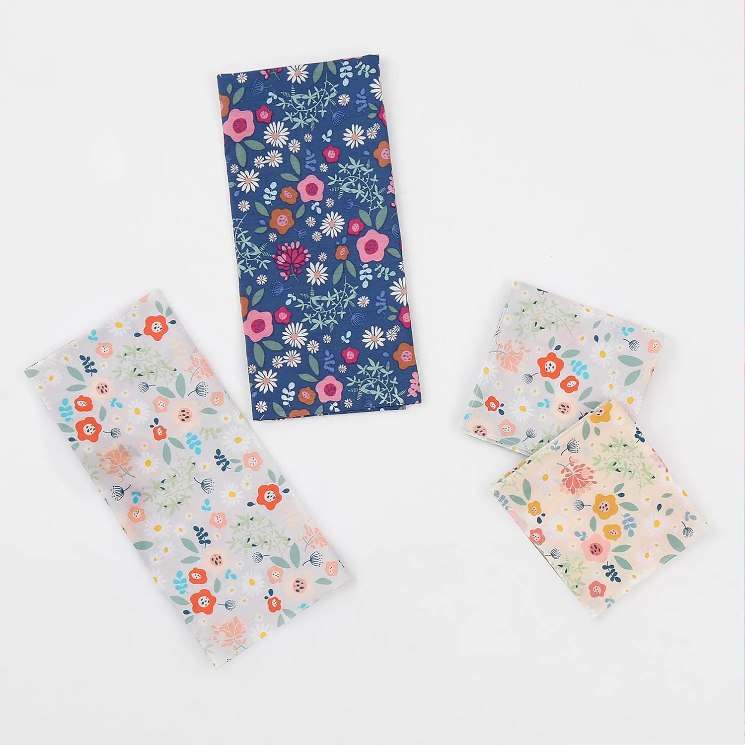 DoreenBeads Handkerchiefs for Women, 6/12Pcs Soft Cotton Printed Women's Handkerchiefs Ladies' Floral Printing Hankies 13.4”
