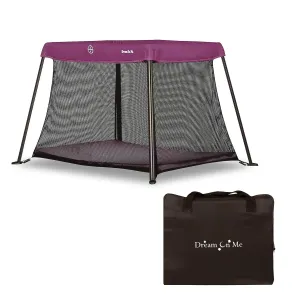 Dream On Me Travel Light Playard in Pink, Lightweight, Portable and Easy to Carry Baby Playard, Indoor and Outdoor - With a Soft and Comfortable Mattress Pad